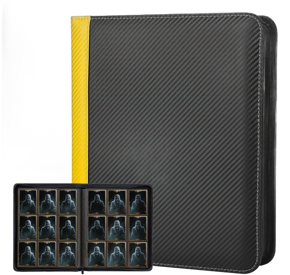 Currero Toploader Binder - Verzamelmap Kaarten - Geschikt voor Pokemon - 4 Pocket - 9 Pocket - 12 Pocket - Trading Card Map - Toploadermap - Geel