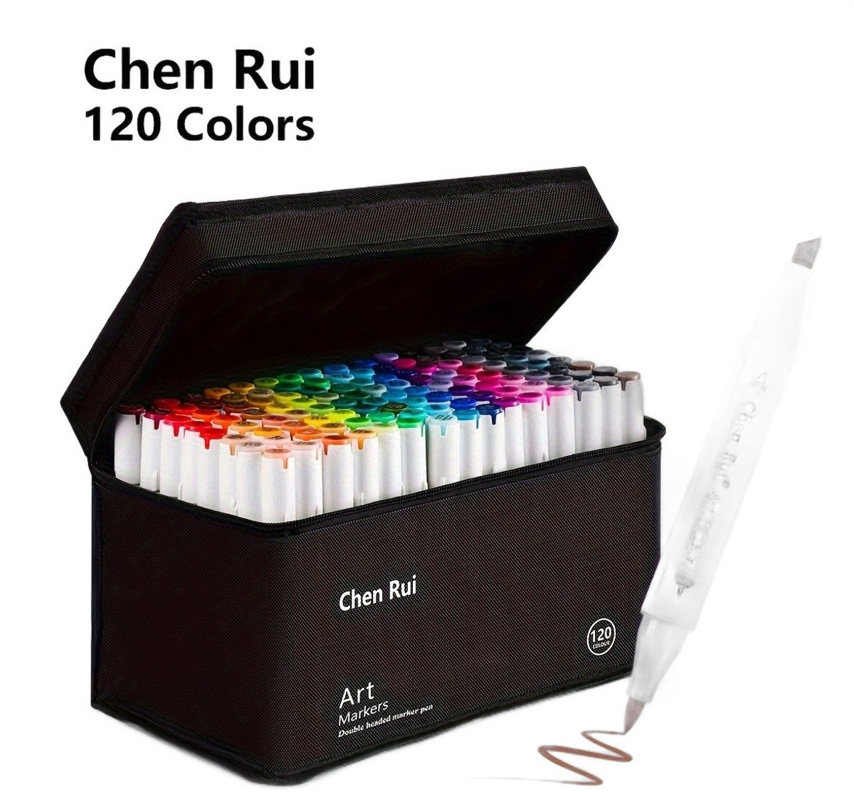 Currero Aquamarkers - Twinmarkers - Brushpennen - Stiften - Markeerstiften Op Waterbasis - Dual Tip - Tekenen En Kleuren - 120 Kleuren
