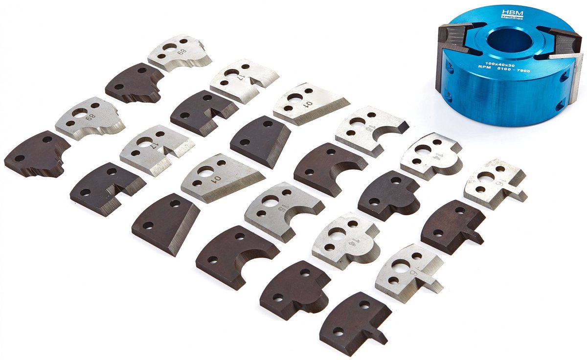 HBM 100 mm Profi Houtfreeskop voor Hout, Opname 30 mm, 7 Sets Messen