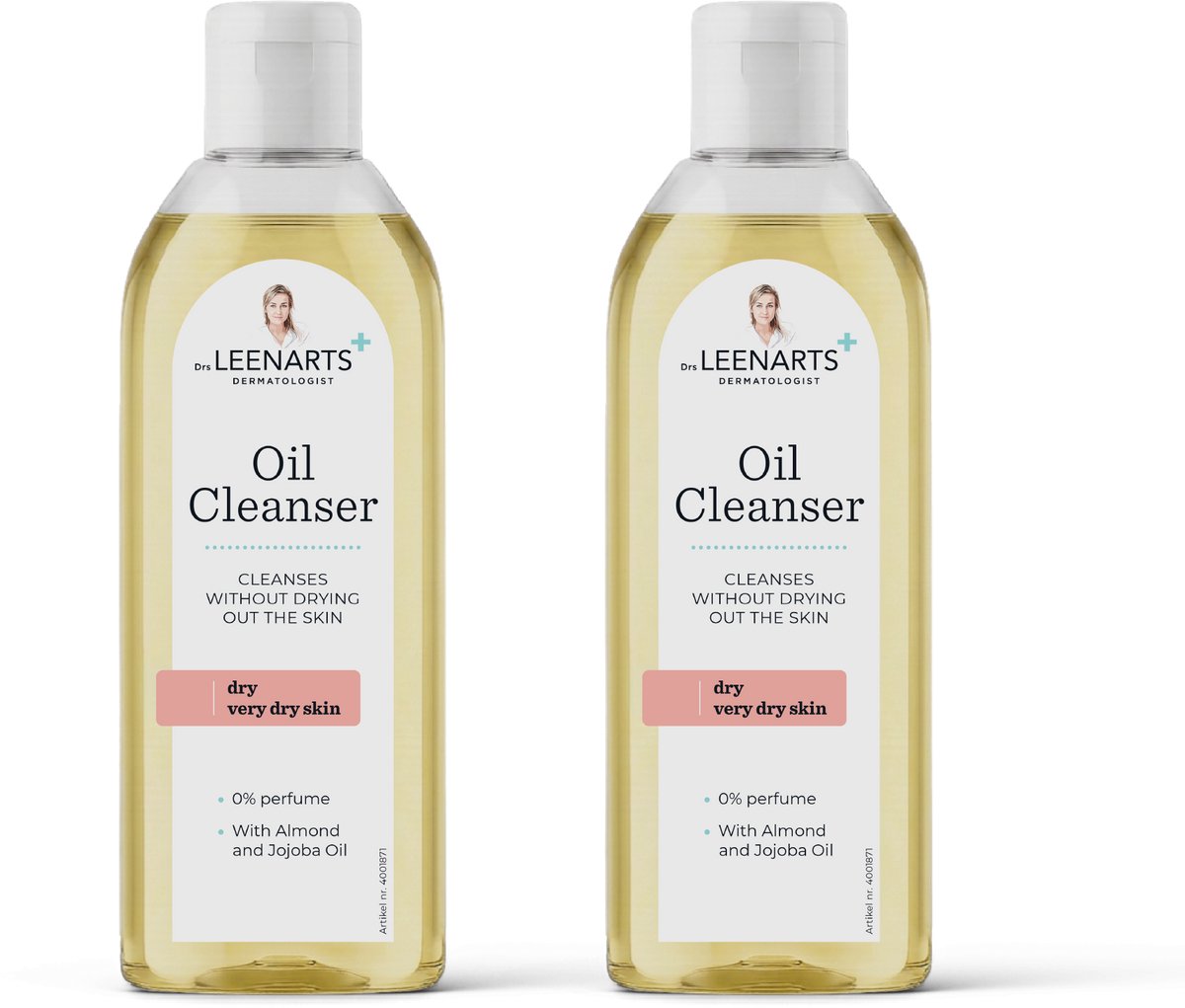 Drs Leenarts Oil Cleanser – Milde Reiniger Droge Huid – Parfumvrij – Voordeelverpakking 2x 200 ml