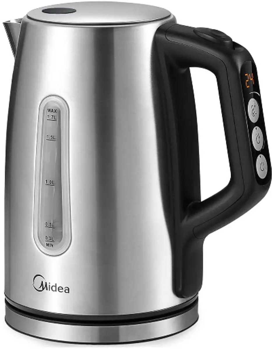 Waterkoker – 1,7 L – 2200 W – Instelbare Temperatuur 40-100°C – Warmhoudfunctie – RVS – Zilver/zwart