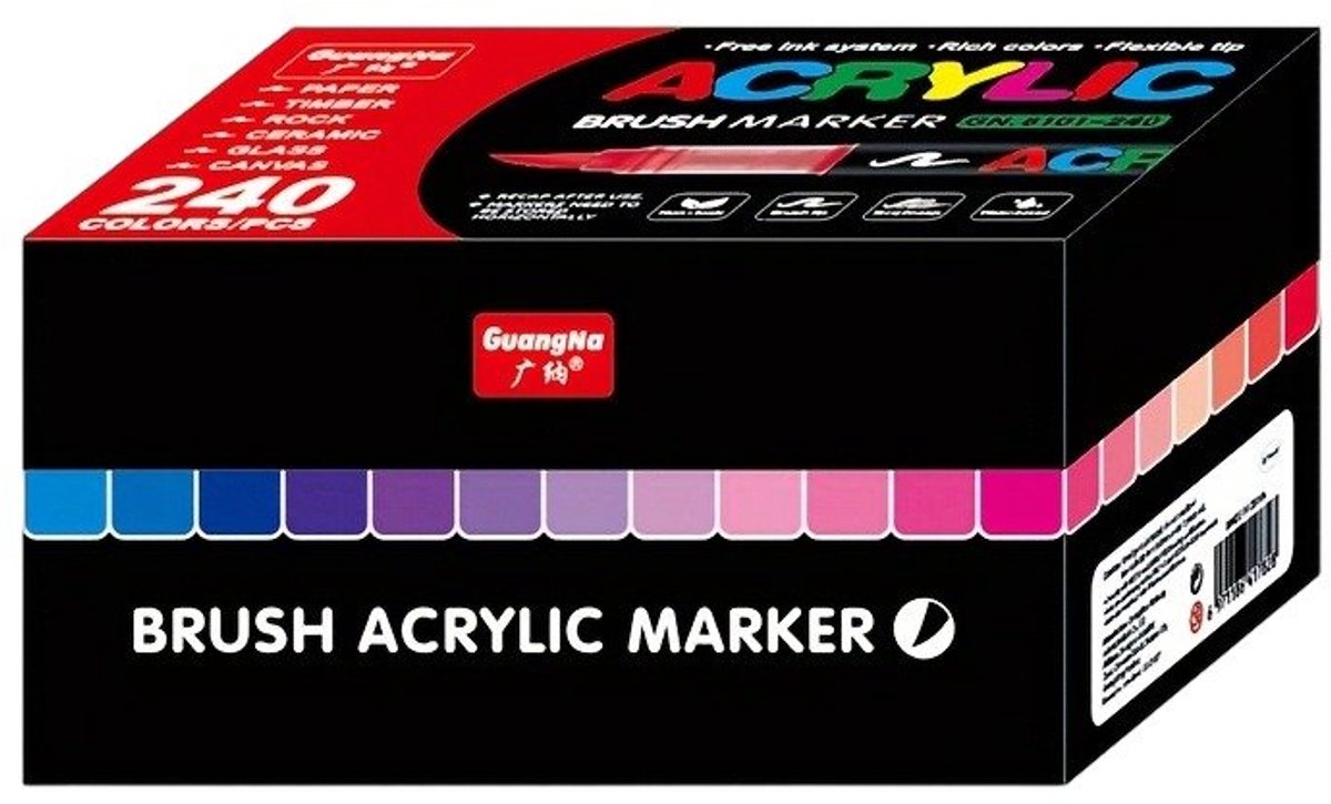 Currero Aquamarkers - Twinmarkers - Brushpennen - Stiften - Markeerstiften Op Waterbasis - Dual Tip - Tekenen En Kleuren - 240 Kleuren