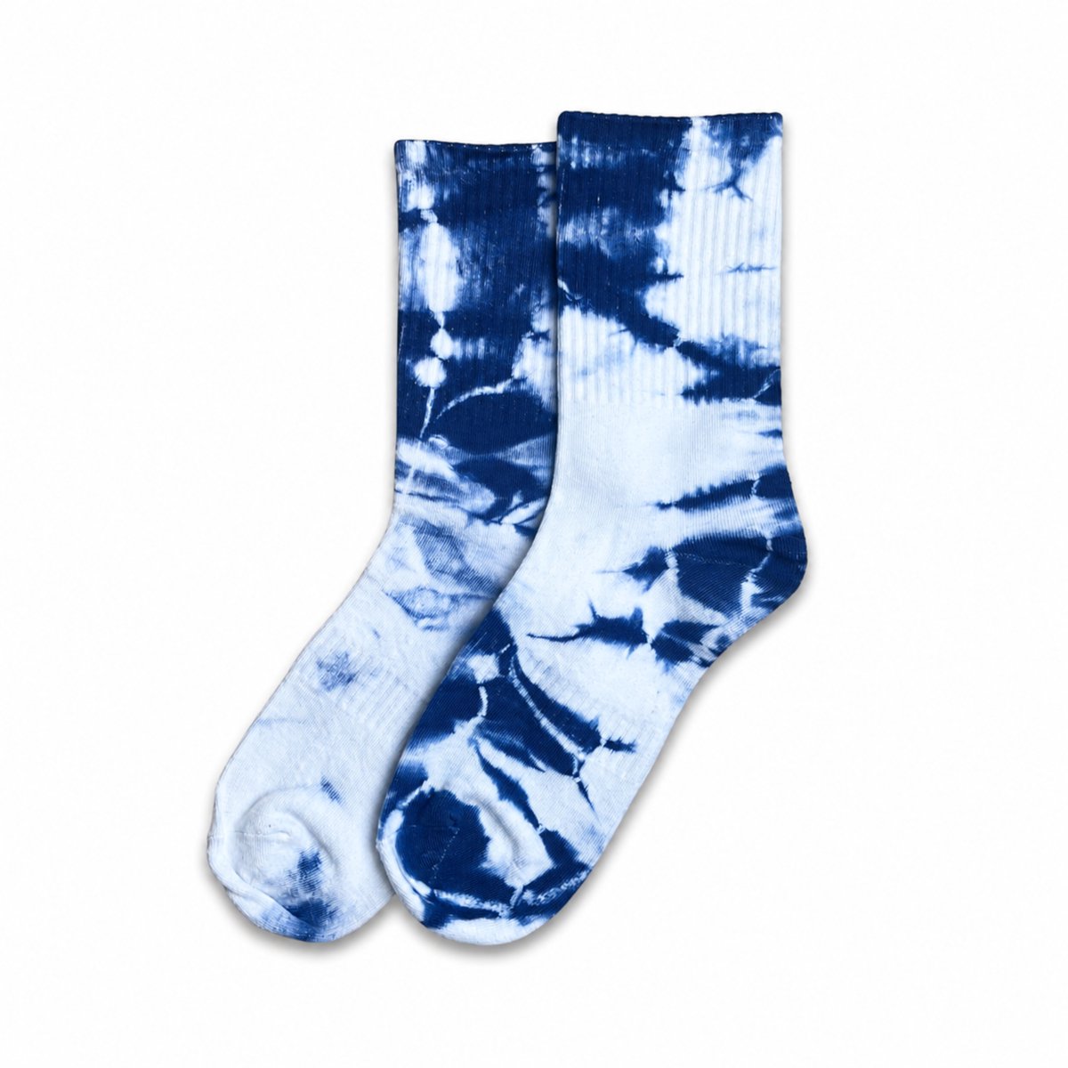 MoodLux Tie-Dye Crew Sokken - Katoen - Batik Print - 2 Paar - Blauw - Maat 36-39