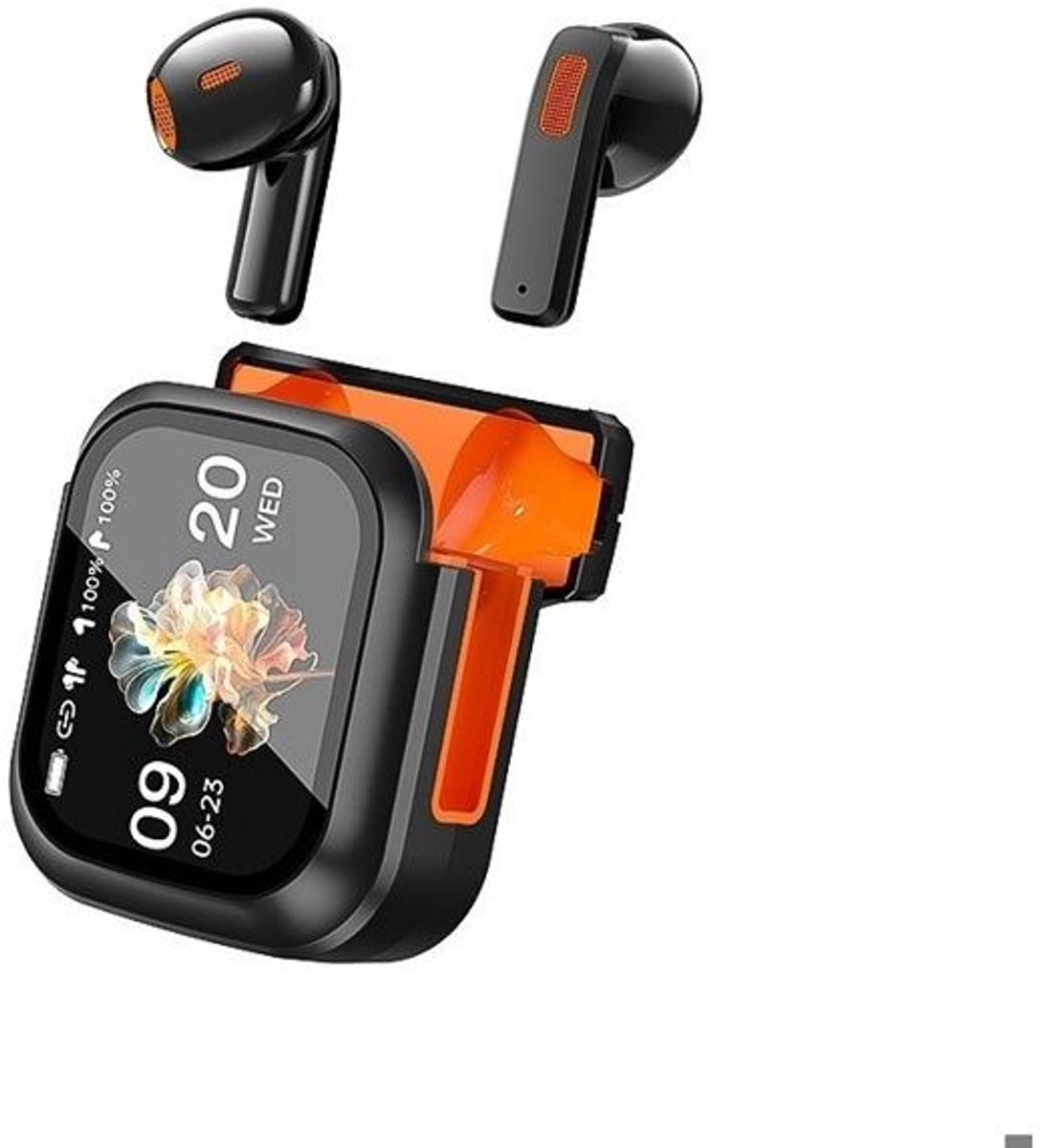 Draadloze Bluetooth-in-ear-koptelefoon met touchscreen en ruisonderdrukking (ENC) - Zwart