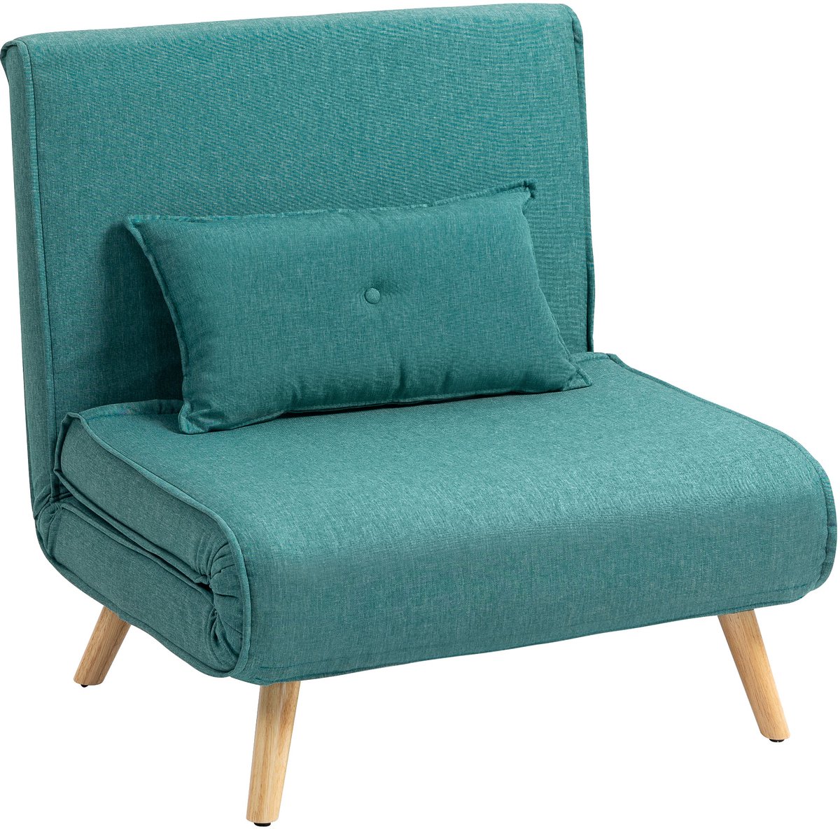3-in-1 multifunctionele fauteuil - loungestoel en bed met in 5 standen verstelbare rugleuning - inclusief kussen - groen