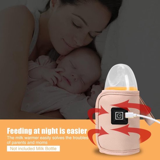 Flessenwarmer - USB C- Babyflesverwarmer - Melkwarmhouder - BPA-vrij - Compact & Lichtgewicht - langzame verwarming om warm te houden - Voor Babyflessen - Roze — afbeelding 5