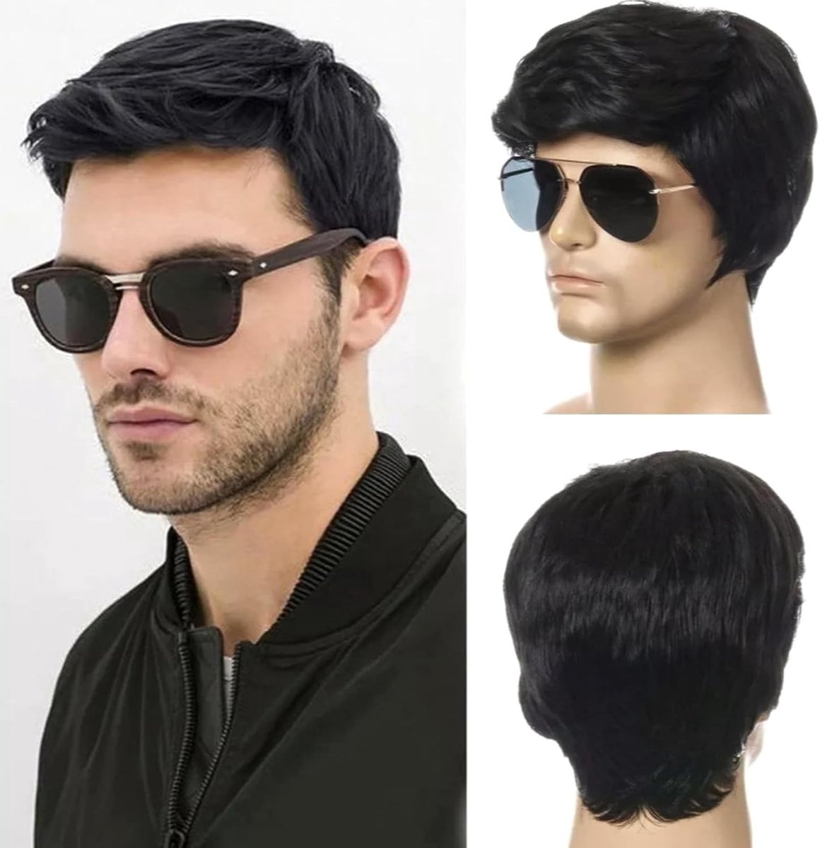 Korte Gelaagde Golvende Peruk voor Mannen - Natuurlijke Look, Synthetisch, Warmtebestendig, Perfect voor Feestjes en Cosplay