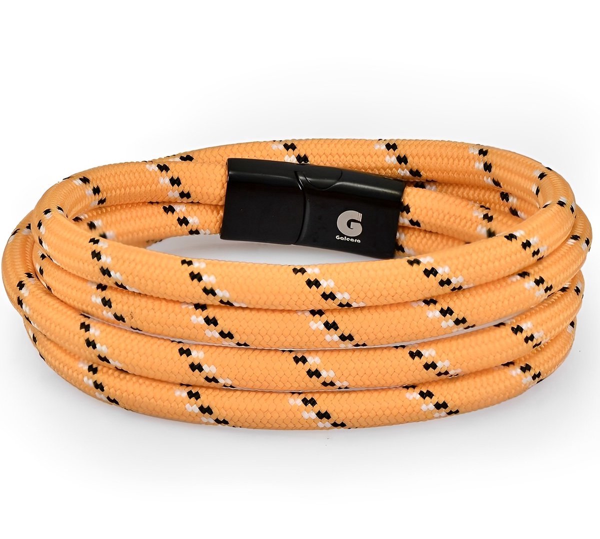 Touw armband Heren Oranje Surfer Sportief - Koordarmband Galeara design Noa Double Scheepstouw armbanden 18.5cm