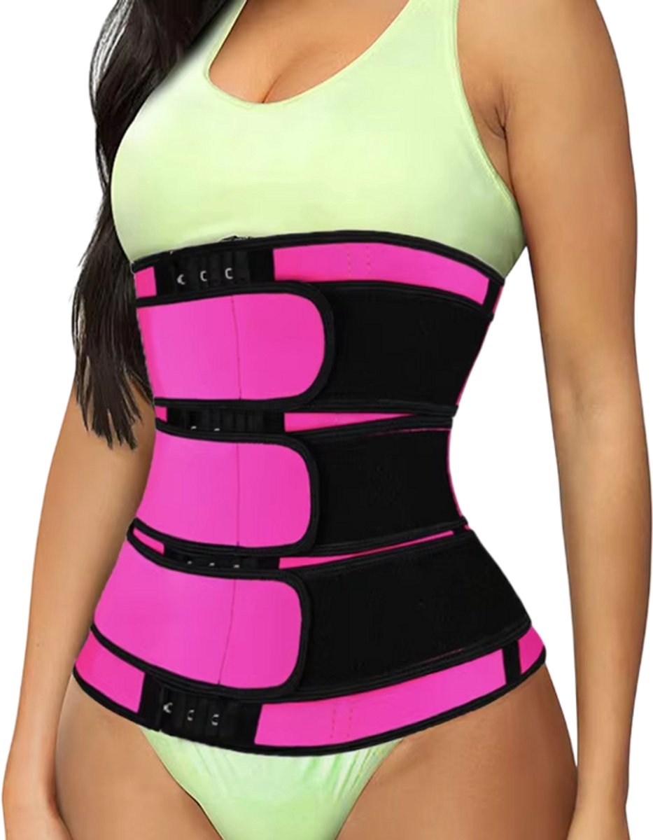 Dames Taille Trainer Shapewear – Buik Corrigerende Tailleband, 3-laags Taille Shaper, Buikcontrole & Compressieband - Roze - Maat S