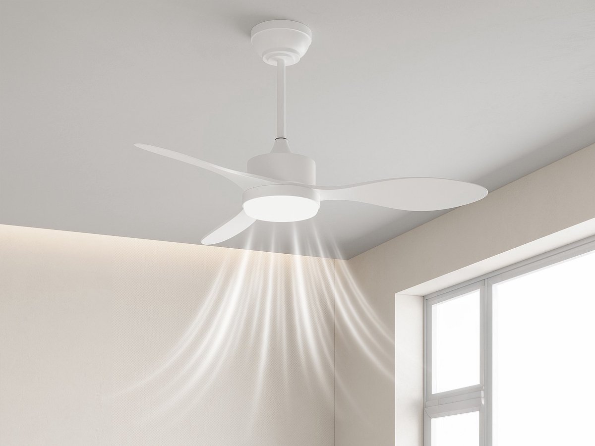 Vente-unique Plafondventilator met verlichting - B 107 cm - Wit - AREUM