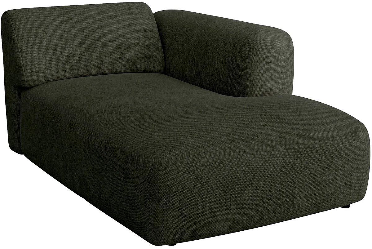 Vente-unique Chaise longue rechts module met armleuning in groene stof van Maison Céphy POGNI