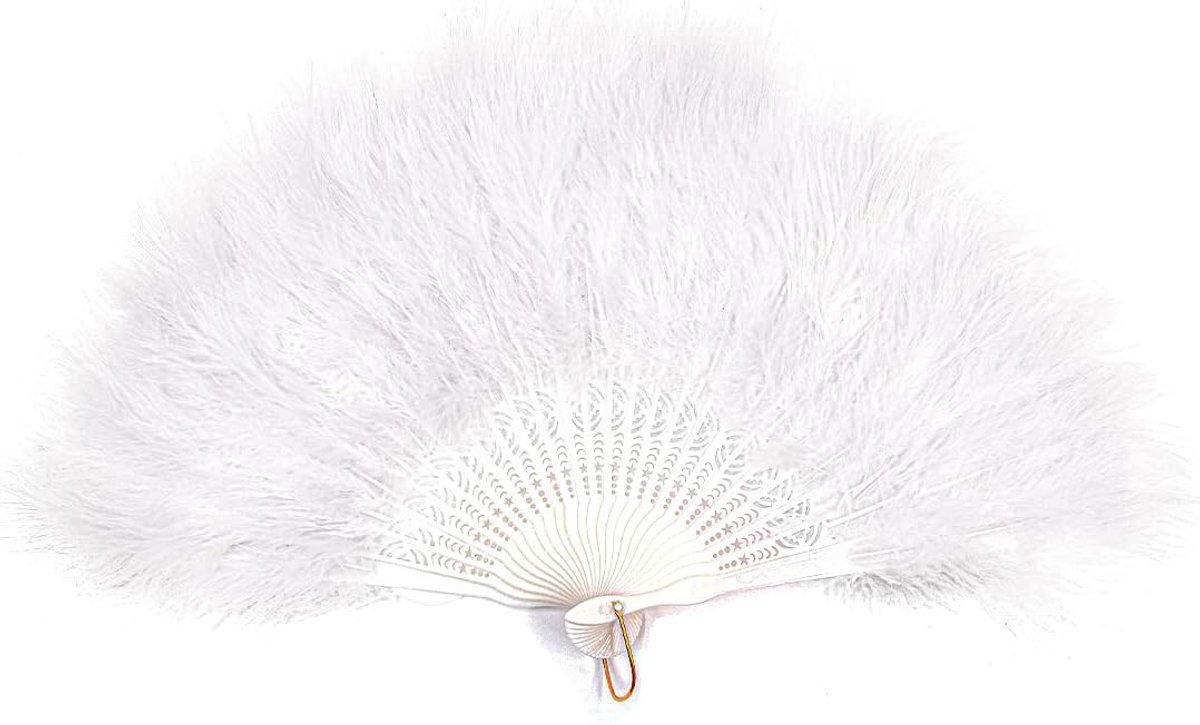 50 cm Veder Fanfare Vouwventilator voor Kostuum, Bruiloft en Feestjes - Vintage Dans en Fotografie Accessoire (Wit)