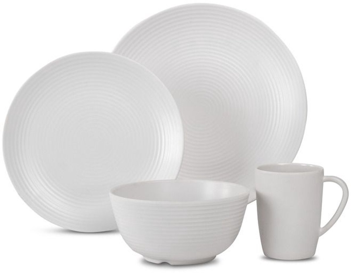 Camp4 Lund Melamine Serviesset 16 Delig Wit