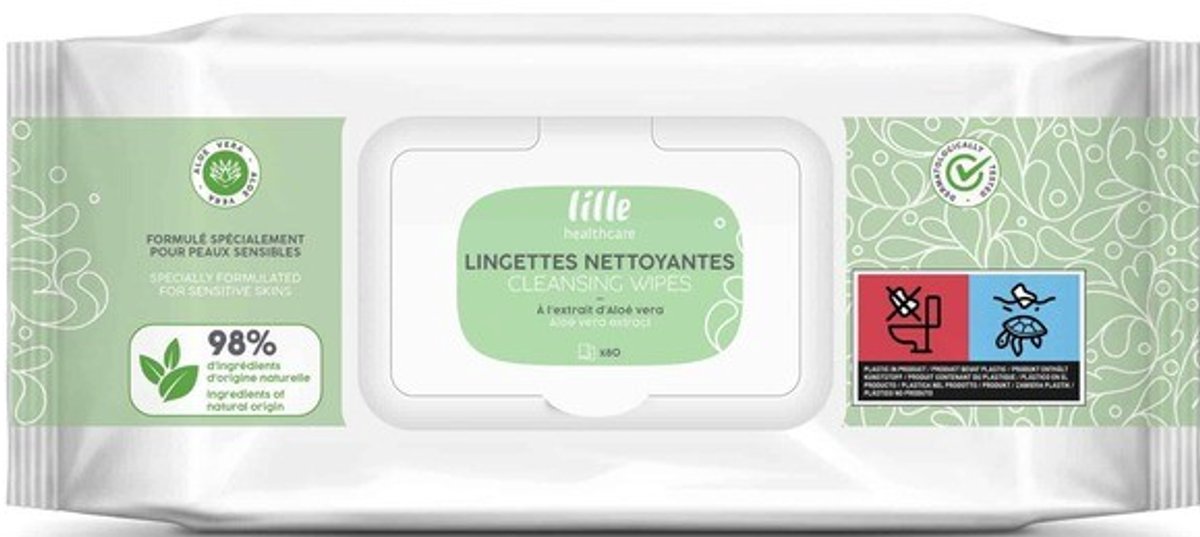 Vochtig doekjs LILLE HEALTHCARE met aloë vera - 1 pak van 80 doekjes
