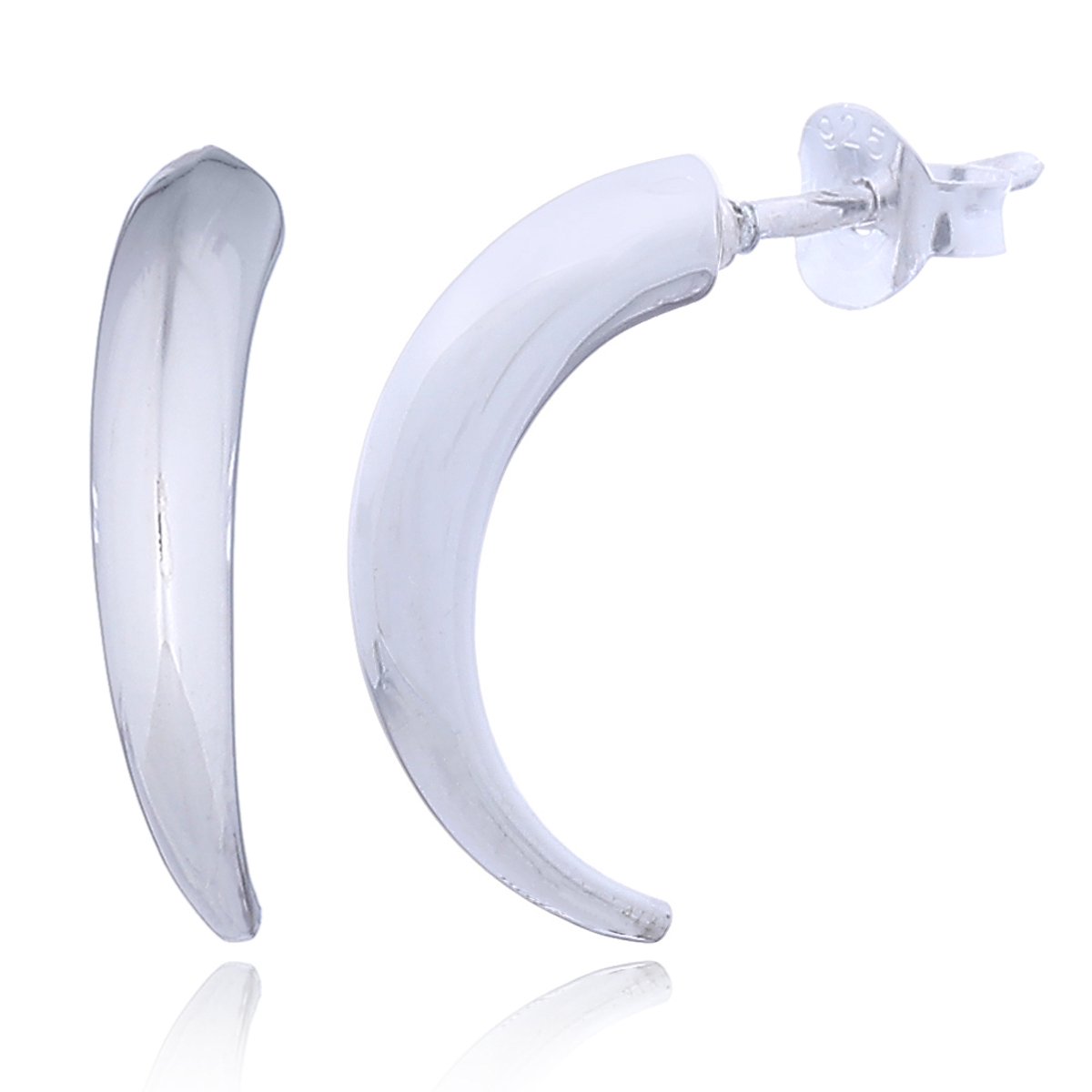 Joy|S - Zilveren oorbellen - oorringen stud - 20 mm - massief - halve hoepel - sterling zilver 925 - gepolijst - dames oorbellen