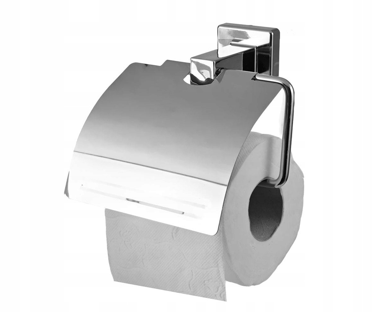 Zelfklevende Toiletpapierhouder met Klep - Zilver