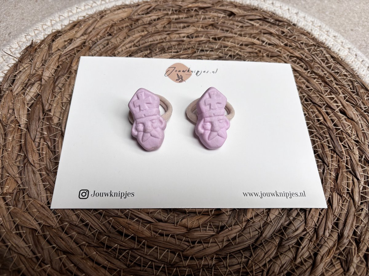 Haarelastiek schuimpje Sint roze - Sint en Piet - Sinterklaas Haarspeldjes - Pepernoot Haaraccessoires - Sinterklaas knipjes - Sinterklaas kinderelastiekjes | kinder haaraccessoires | Haarelastiekjes | Elastiek - kinder elastiek - haar elastiek kind