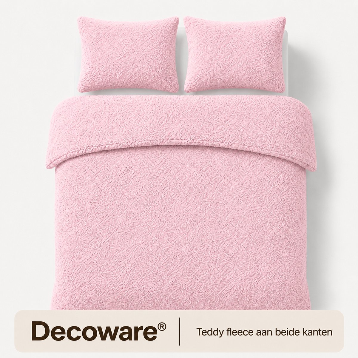 decoware Teddy Fleece Dekbedovertrek Roze - 200x220 cm – Dubbelzijdig Teddy – Incl. 2 Kussenslopen 60x70 cm – Extra Warm - Tweepersoons