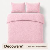 Decoware Teddy Fleece Dekbedovertrek Roze - 200x220 cm – Dubbelzijdig Teddy – Incl. 2 Kussenslopen 60x70 cm – Extra Warm - Tweepersoons