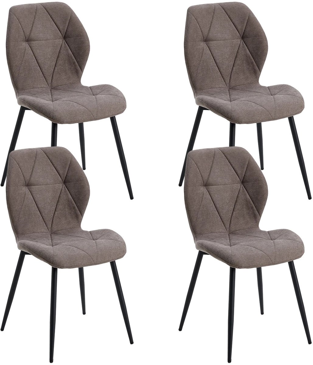 DailyDamaar eetkamerstoelen - Keukenstoelen - Eetkamerstoelen set van 4 - Gestoffeerde stoelen - Linnen - Metalen poten - Bruin