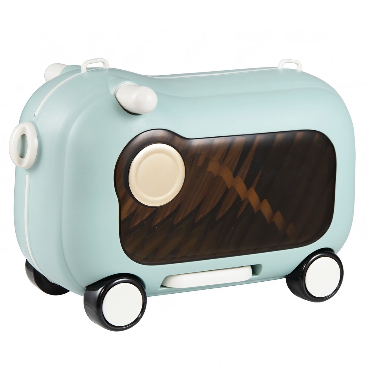 COSTWAY Verrijdbare kinderkoffer met wielen en zitting, 25 kg draagkracht, blauw, 47,5 x 26,5 x 30,5 cm, Klassiek