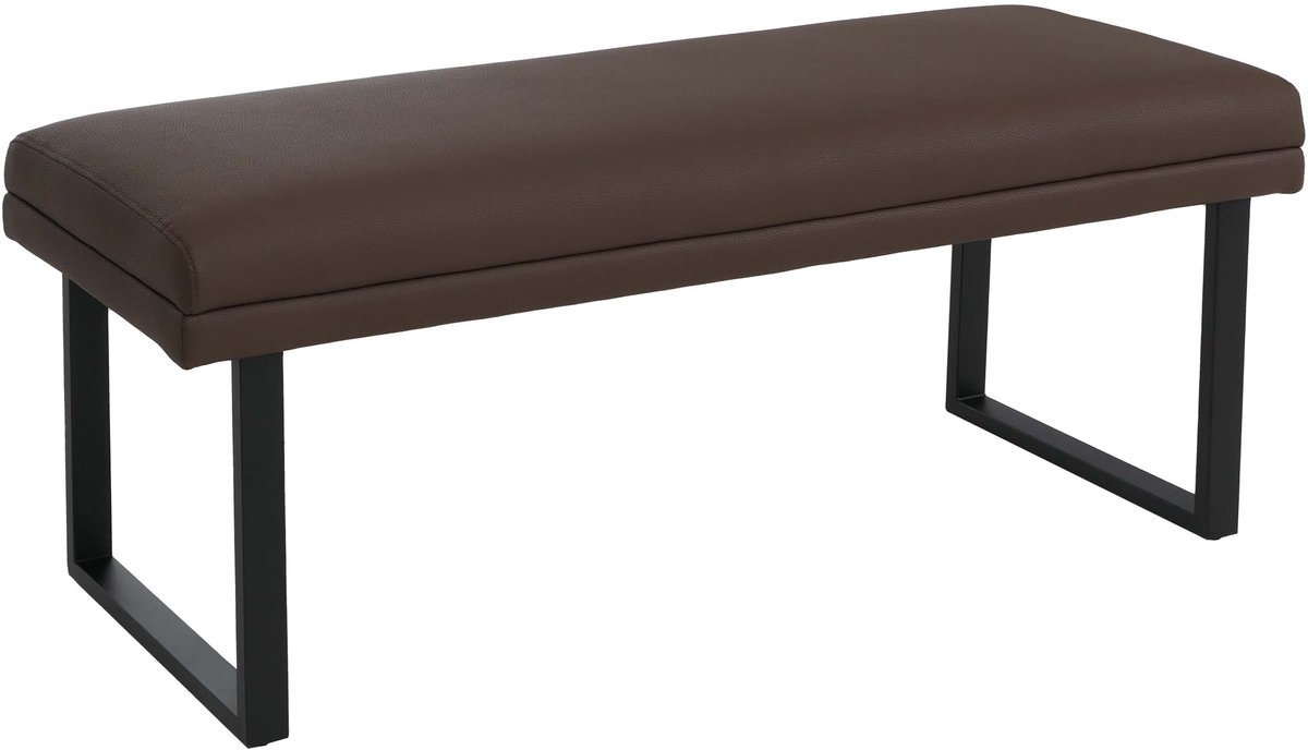 Bank MCW-O81, gestoffeerde bank, garderobebank, eetkamerbank, metaal, kunstleer, 120 cm ~ bruin