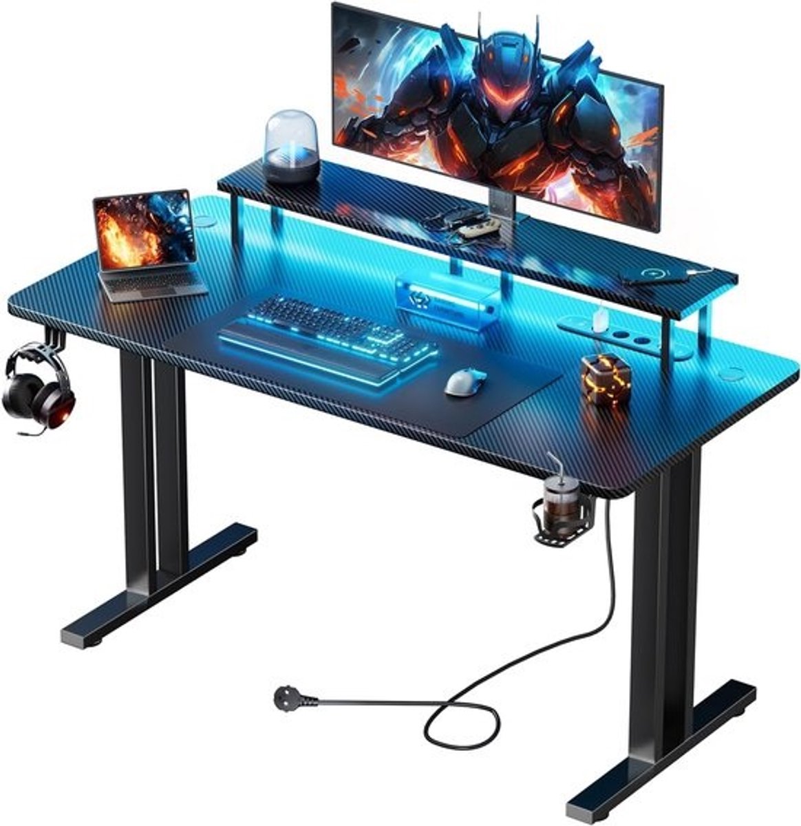 Gaming Bureau met LED Verlichting - Computertafel - Computermeubel - Werktafel