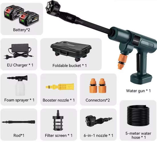 NextNovaDeals 200Bar Hogedrukreiniger - Waterpistool Met Emmer - Compatibel Met Makita 21V Accu - Krachtige Straal - Draadloos — afbeelding 2