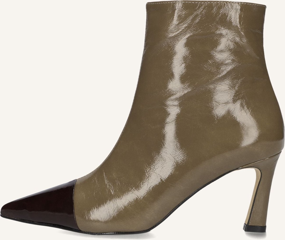 Notre-V 77235 Enkellaarsjes - Enkelboots met rits - Dames - Olijf - Maat 39