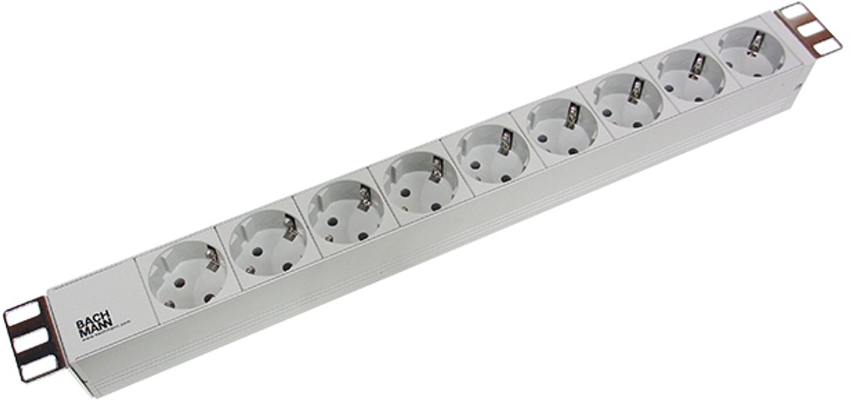 Bol.com Bachmann 333.401 19 inch Stekkerdoos voor patchkast 1 HE Geaarde contactdoos Lichtgrijs aanbieding