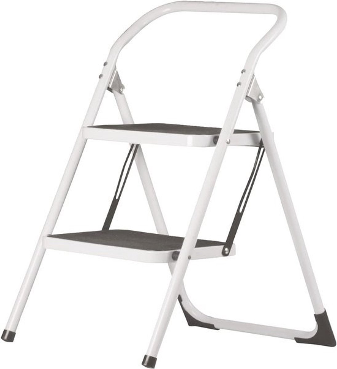 Vouwladder 2 treden - Klapkruk met antisliptreden - Maximale draagcapaciteit 150 kg - Ideaal voor thuis en werk