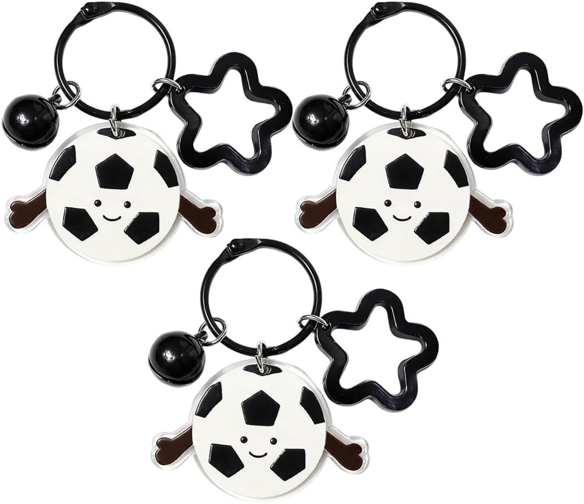 3 stuks voetbalsleutelhangers schattige cartoon anti-stress sportbal sleutelhanger voor feestgunsten - ShopVlot