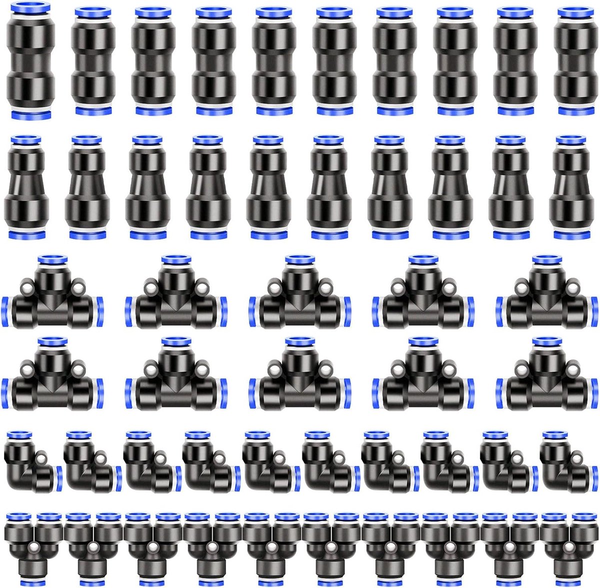 50 Pieces 8mm Air Push Quick Fixings, 5 Sizes Pneumatic Connectors, Pneumatic Connection T/Y/I Straight 8mm, 6-8mm Air - ShopVlot