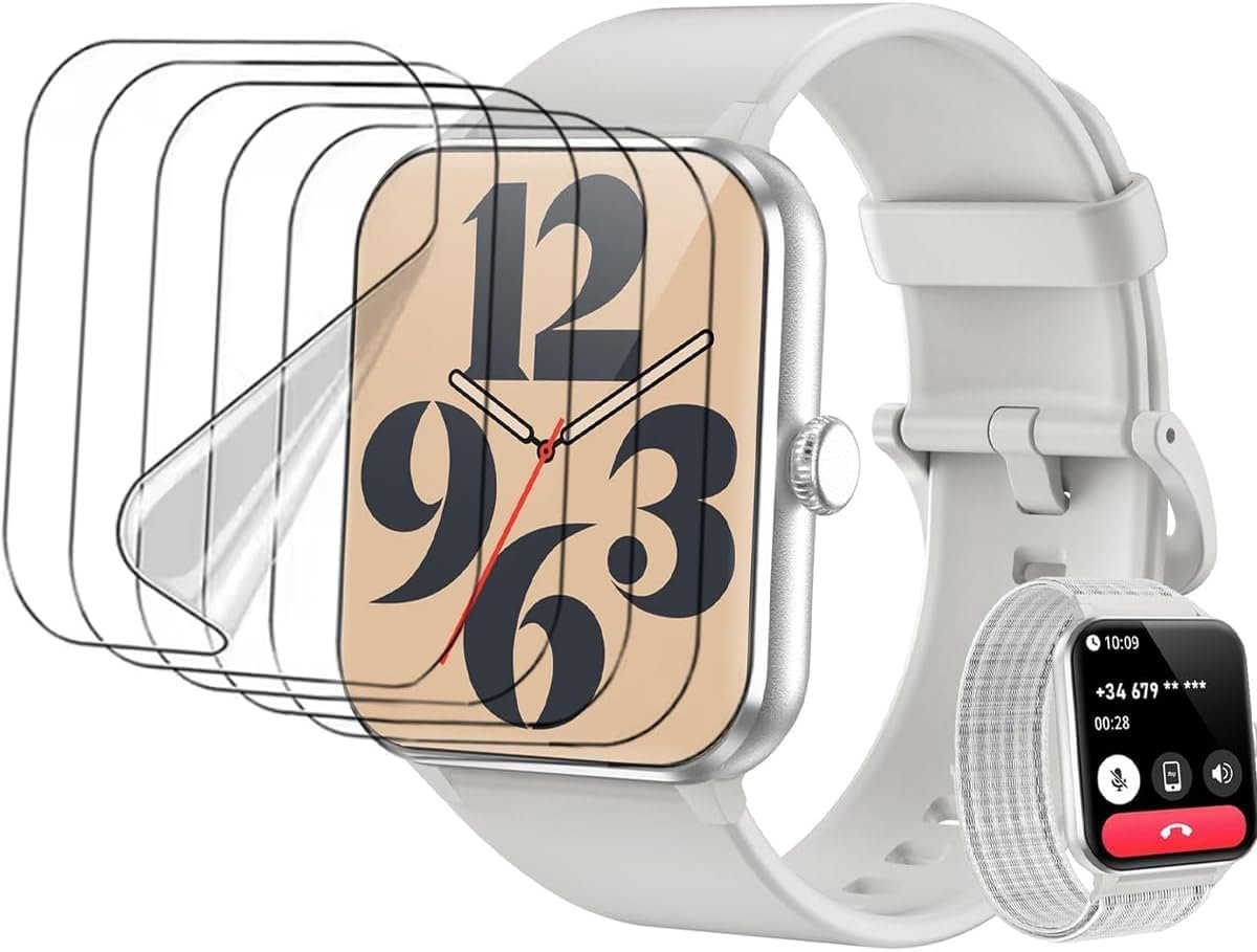 Smartwatch TPU Film voor Popglory 1.85" - 6 stuks, hydrogelfilm, gelfilm, zacht, HD helder, schermbeschermer - ShopVlot