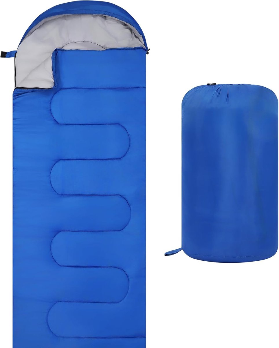 YAGXIG Slaapzak - Campingslaapzak - Lichtgewicht campingslaapzak - Geschikt voor volwassenen, kinderen, wandelen, buitenactiviteiten en reizen - Hitte- en koudebestendig - Blauw - Gewicht 1,3 kg