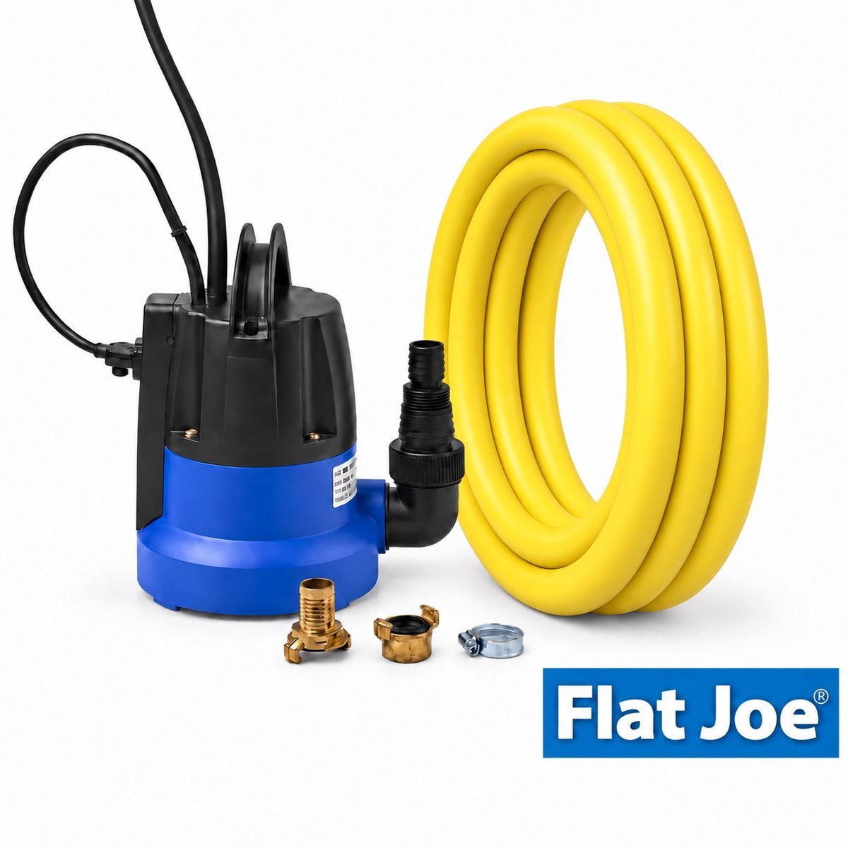 Bol.com Flat Joe ® - SET - vlakzuigende dompelpomp tot 1mm - 7mtr Trico waterslang 1""(=25mm) - incl. geka's en slangklem - wate... aanbieding