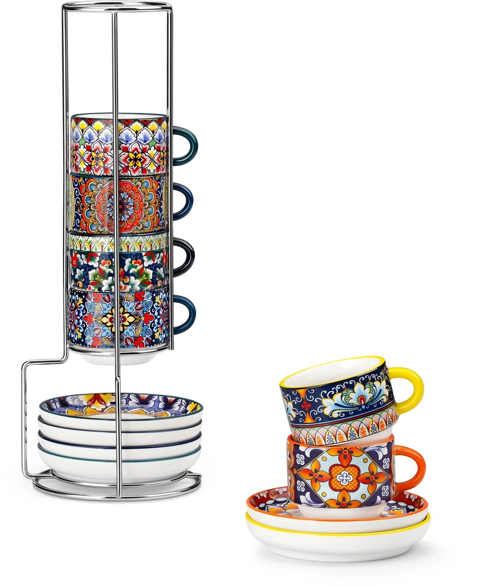 Molhaus Espressoset 6 Stuks - Kop-en-schotel - Keramiek - 90 ml