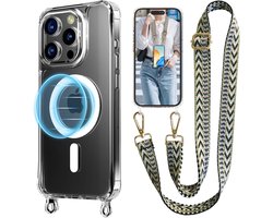 UnnFiko Mobile Phone Case Lanyard Compatible with iPhone 15 Pro MagSafe Transparent Magnetic Phone Case with - ShopVlot