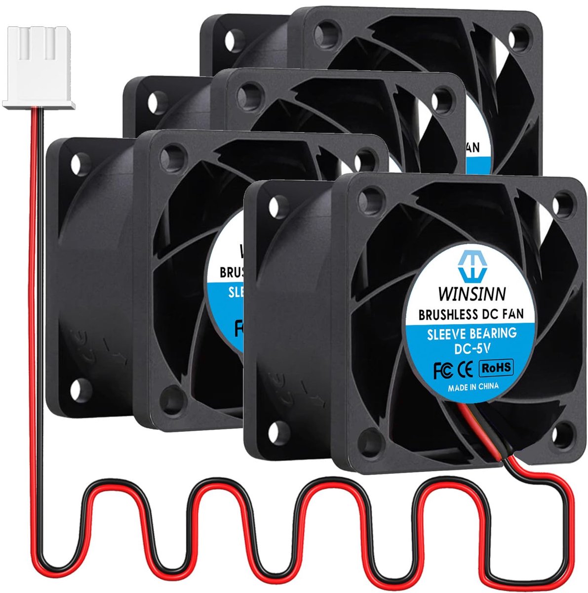 WINSINN DC 40mm Fan 5V 4028 Plain Bearing 5 Volt Brushless Cooling 40x28mm 2PIN (Pack of 4) - ShopVlot