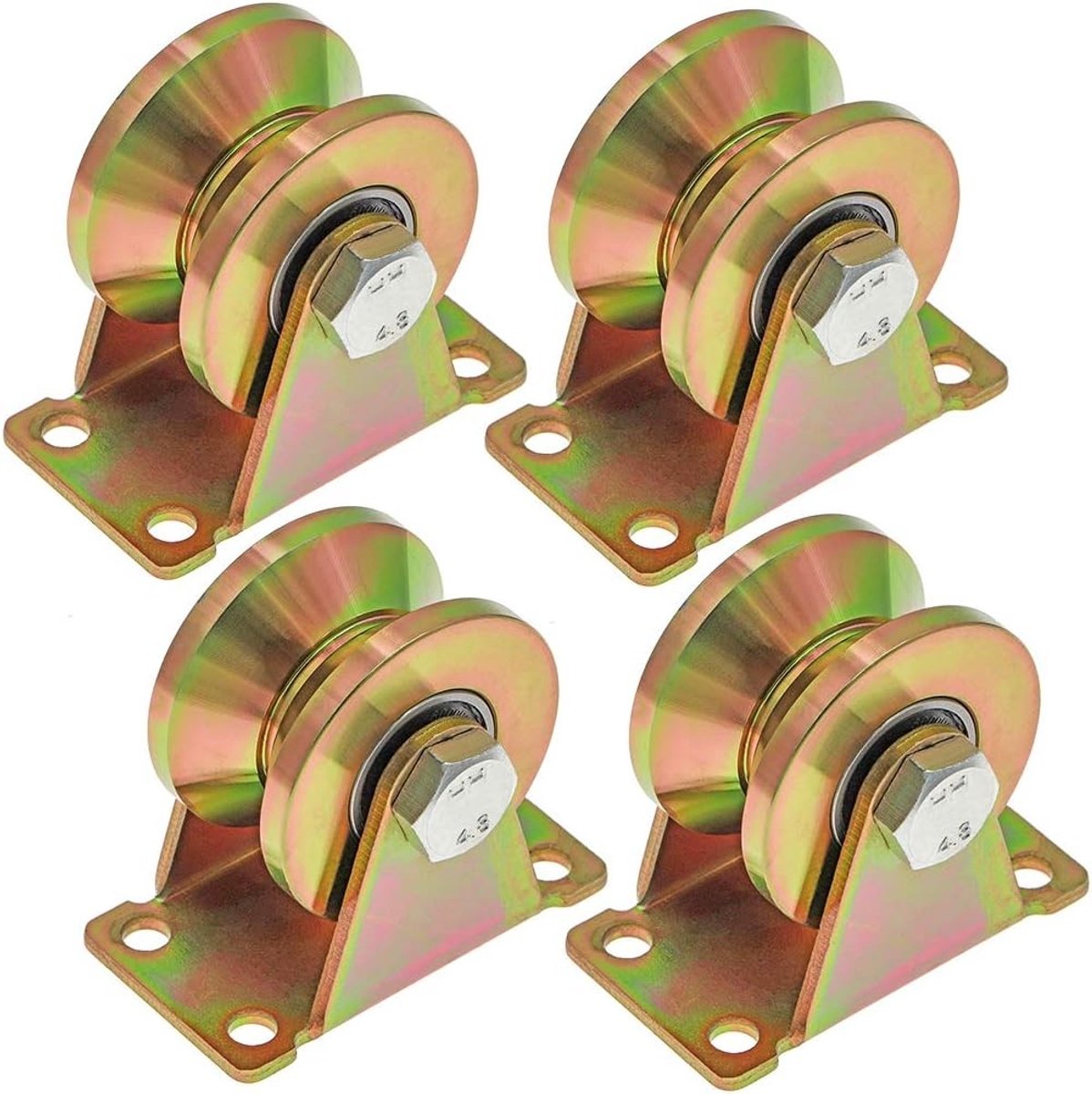 4 Stuks V-Groove Wielen voor Schuifpoorten - 50mm Stalen Wielen met V-Groef voor Schuifdeuren, Fabrieksdeuren en Opritten, Draagvermogen tot 295kg per Wiel