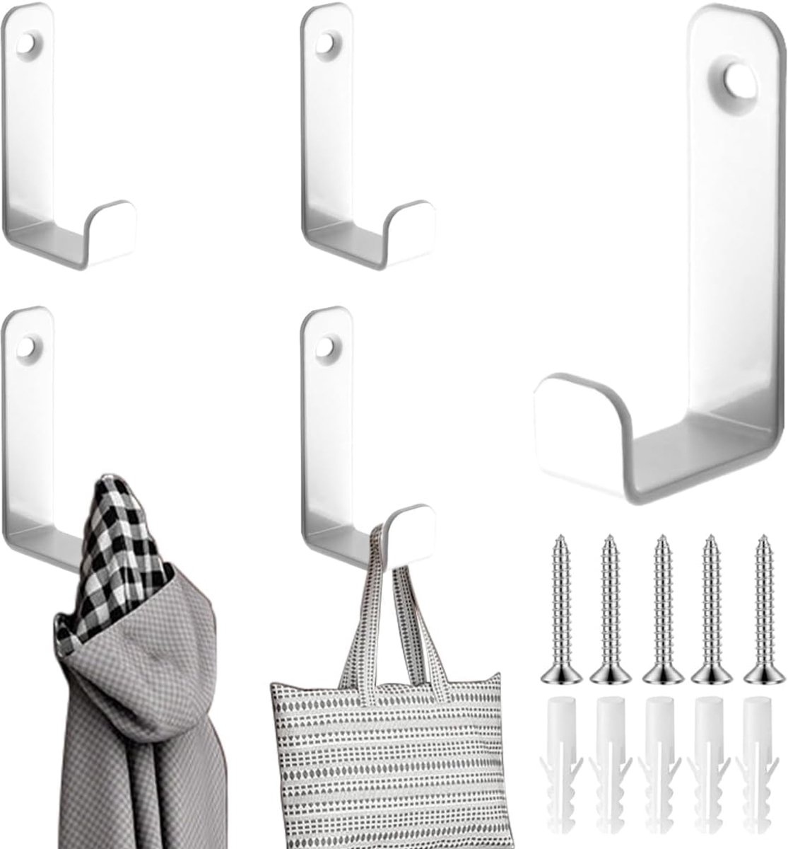 5Pcs Modern Wardrobe Hooks Towel Hooks, L Hook Hidden Clothes Hooks on the Wall, Universal Coat Hooks Wall Clothes - ShopVlot