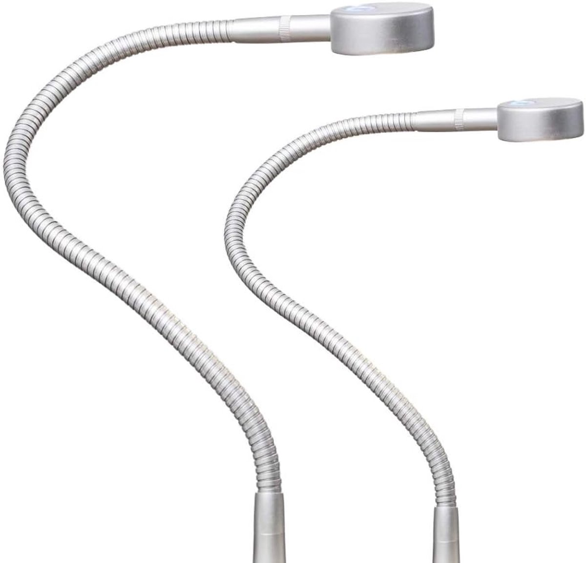 SnelShoppen - Set van 2 Flexibele LED Bedlampen met Touch Switch - Chrome Zilver/Grijs - Ideaal voor Leeslampen, Nachtlampen, Slaapkamer en Modern Int