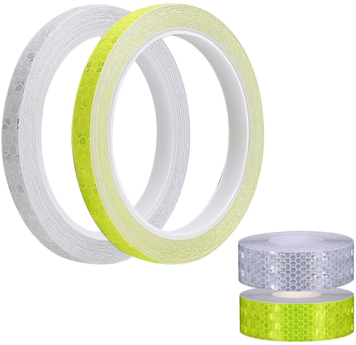 4 rollen reflecterende tape, 2 rollen 1 cm × 8 m, 2 rollen 2 cm × 5 m, waterdichte reflecterende tape voor buiten - ShopVlot