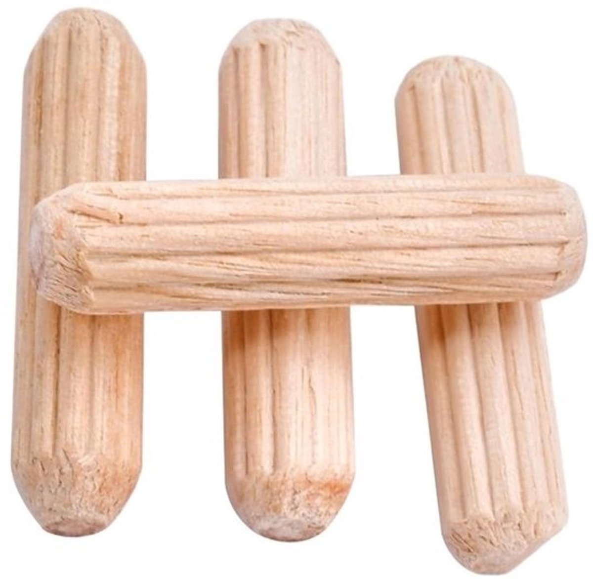 Deuvelpennen - Houten pluggen - Voor meubelreparatie - Gegroefd oppervlak - M12x100mm - 50 stuks - Naturel