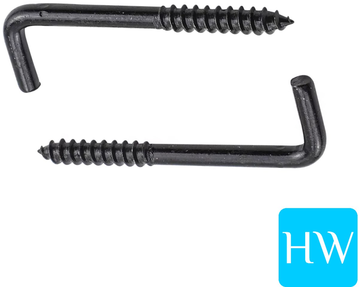 Schroefduim / L haak haakje 3.7 x 70mm (lang) - zwart - 6 stuks