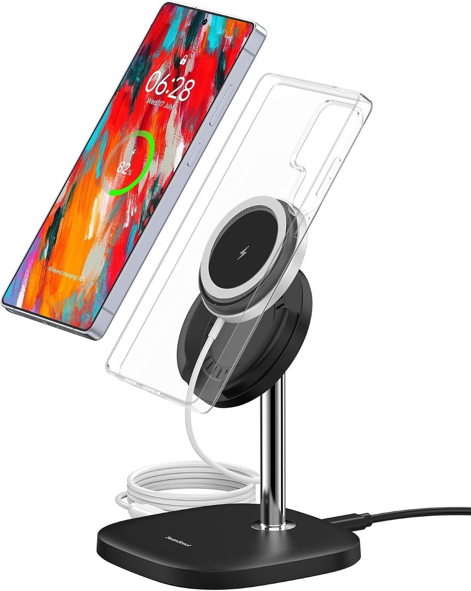 Magnetische Oplader voor Samsung Galaxy S26 Ultra/S26+/S26/S25/S24/S23/Z Flip/Z Fold 7 en iPhone 17/16/15/14/13/12, Draadloze Oplader met Snelle Laadfunctie en Compatibiliteit met Meerdere Apparaten