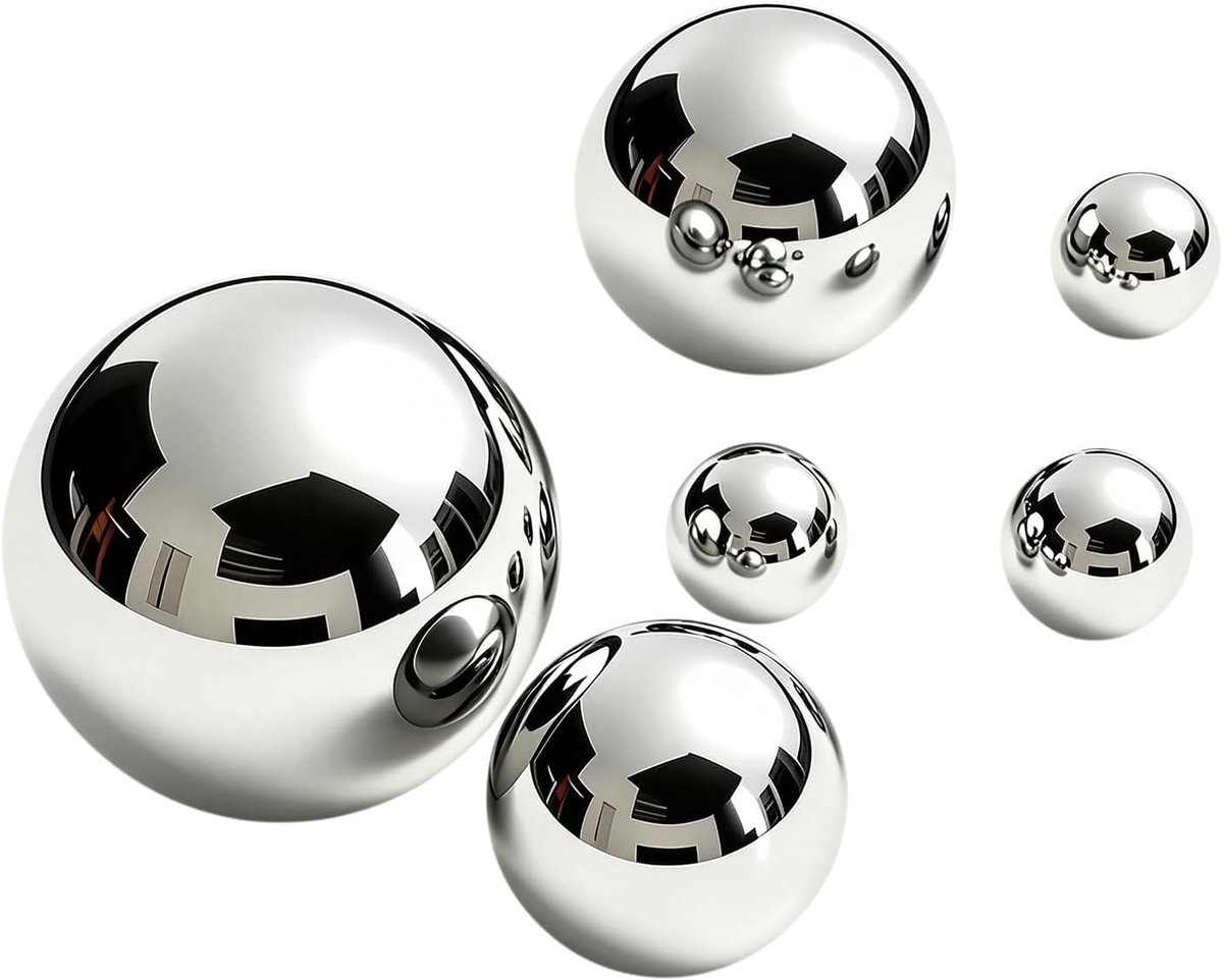 6 stuks roestvrijstalen decoratieve ballen, zwemballen voor mini-vijver, decoratieve ballen, zwemballen, roestvrij staal, tuinbal, metalen holle bal voor decoratieve fonteinen, mini-vijverdecoraties