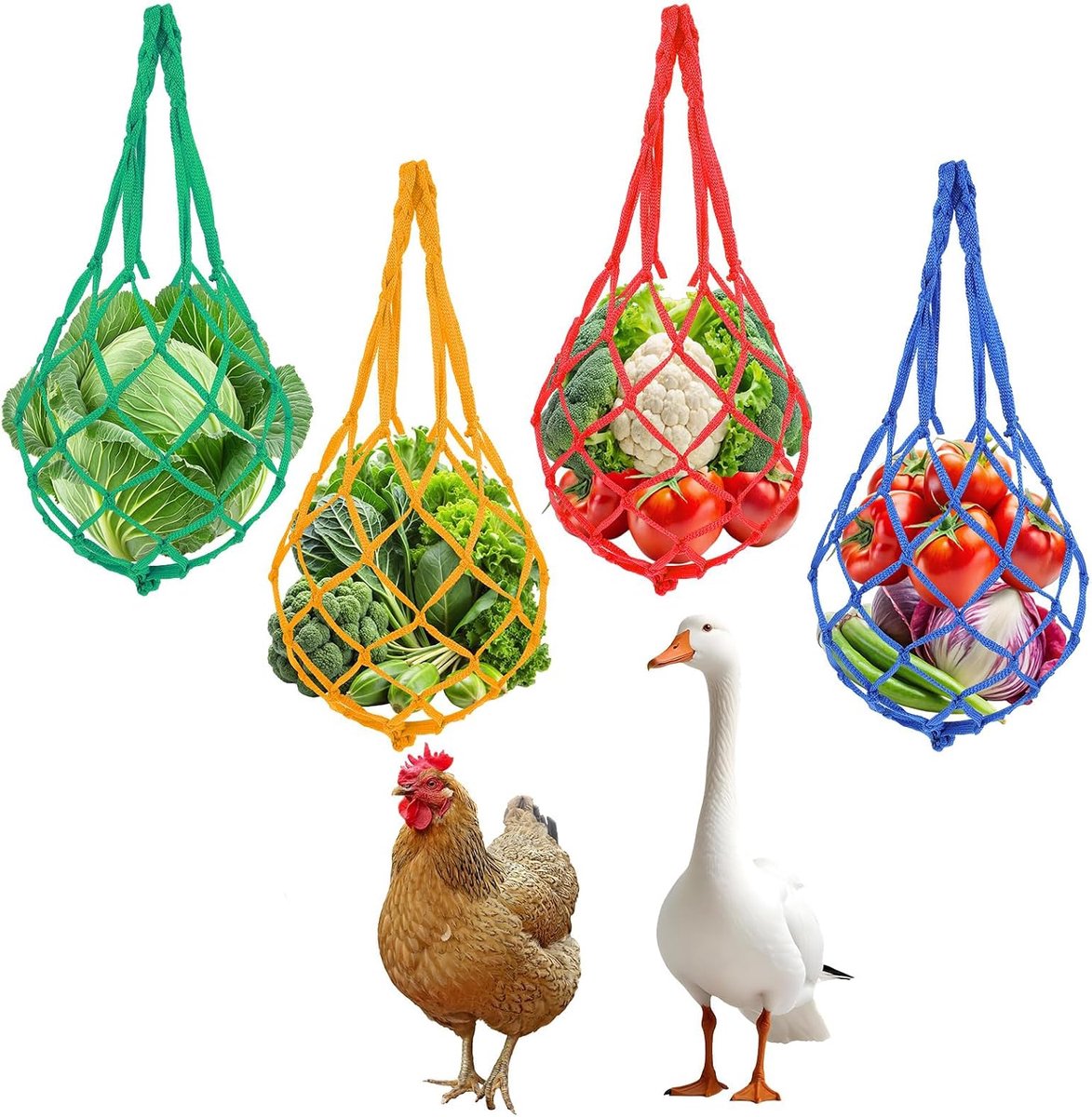 Accessoires, 4 stuks opknoping voedingsnet voor groenten en fruit