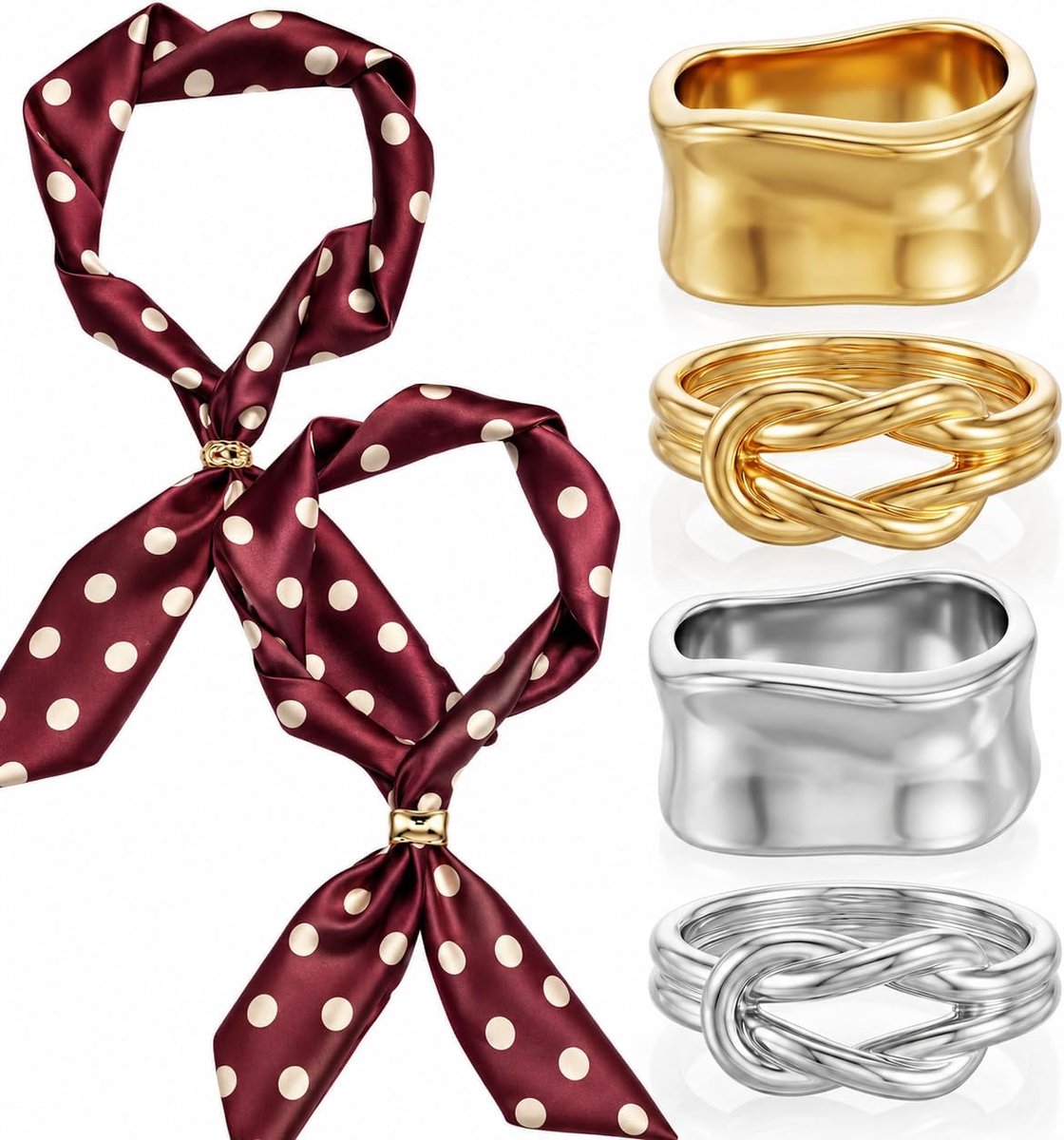 4 Stuks Sjaalring Tuchering Dames Sjaal Ring Zilver Gouden Metaal