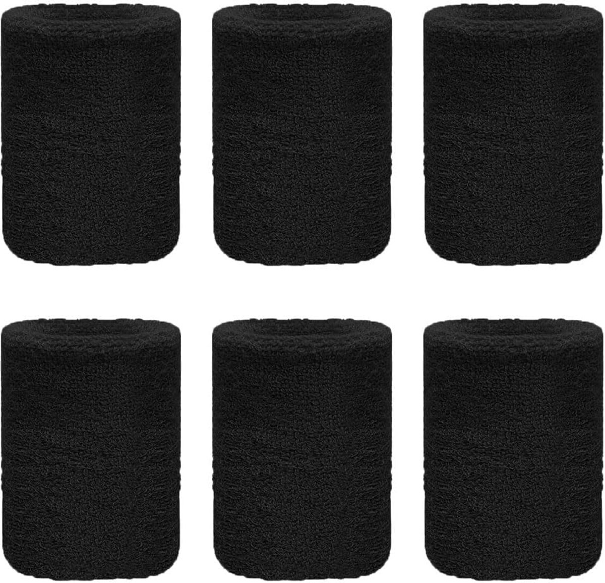 Polsbandjes, 6 stuks truien polsband, zwarte atletische elastische katoenen strip armband voor mannen vrouwen hardlopen basketbal fitness workout